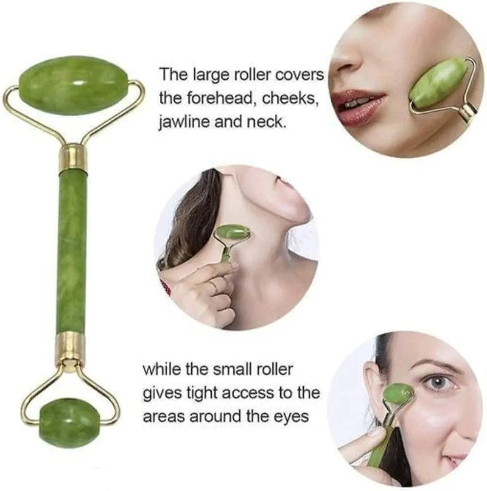 Jade Face Roller & Gua Sha Set | Anti-Aging Facial Massager
