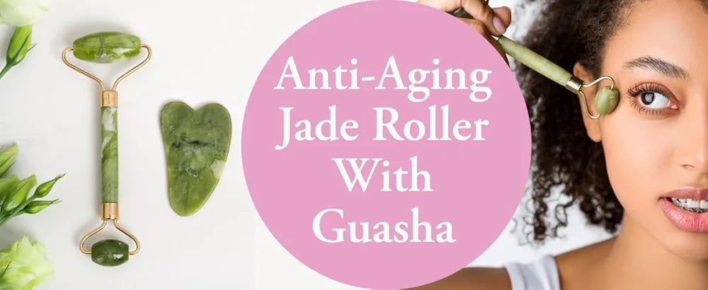 Jade Face Roller & Gua Sha Set | Anti-Aging Facial Massager