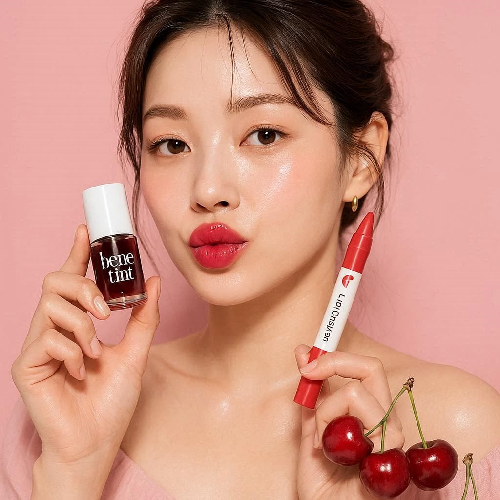 Korean Glass Skin Lip Combo | Bene Tint + Matte Lip Crayon